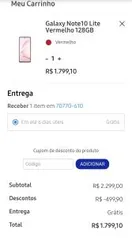 Samsung Note 10 lite 128GB | R$1799