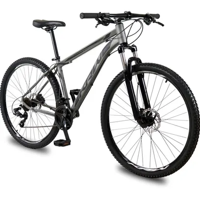 Foto do produto Bicicleta Aro 29 KRW Alumínio 27 Velocidades Freio Hidráulico Suspensão Com Trava Mountain Bike S9 - 21-Grafite/Preto