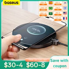 [1ª Compra R$52,44] Baseus 15w carregadores sem fio para iphone / samsung wireless 