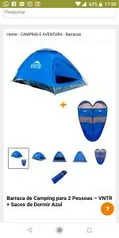 Barraca de Camping para 2 Pessoas – VNTR + Sacos de Dormir Azul - R$89