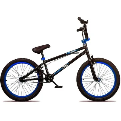 Bicicleta BMX PRO X Freelight Aro 20 Freio U-Brake com Rotor K7 Cog 9 Preto/Azul