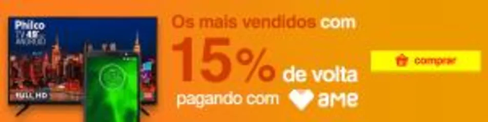 15% de volta pagando com o APP AME em diversos Itens