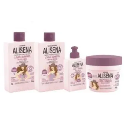 Kit Completo Muriel Alisena Cresce Cabelo: Shampoo 300ml + Condicionador 300ml + Máscara 300g + Finalizador 100g 29,90