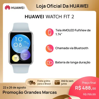 Smartwatch HUAWEI WATCH FIT 2, Tela AMOLED de 1,74 polegadas