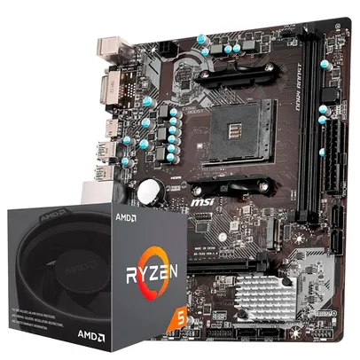 Kit Processador AMD Ryzen 5 4600G, Cachê 11MB, 3.7GHz, Vídeo Integrado + Placa-Mãe MSI A320M-A Pro M