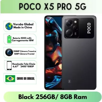 [BR] Smartphone Xiaomi Poco X5 Pro 5G 8GB/256GB Black Global