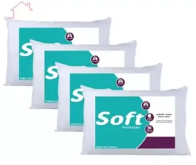 Kit 4 Travesseiro Soft Antialérgico Fibra Siliconada Branco