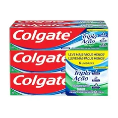 Colgate Creme Dental Tripla Ação Menta 90G Pacote Com 6 Unidades [PRIME]