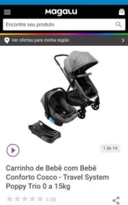 Carrinho de Bebê com Bebê Conforto Cosco 0 a 15kg | R$1256