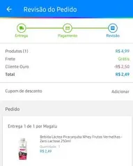 [Cliente Ouro] Bebida Láctea Piracanjuba Whey Frutas Vermelhas - Zero Lactose 250ml | R$ 2,49