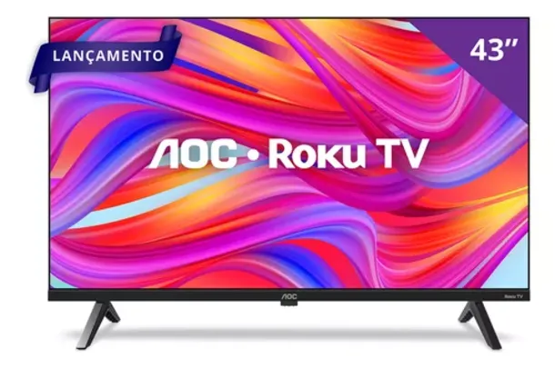 Smart TV 43" FULL HD AOC Roku TV 43S5045/78G HDMI 1 USB Wifi