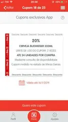 [App Dia]  20% OFF na  cerveja Budweiser 350ml