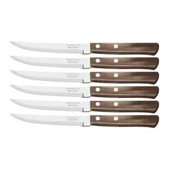 Conjunto Facas P Churrasco 6 Pcs Polywood Castanho Laminas De Aco Inox E Cabos De Madeira Tramontina | R$ 1