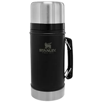 Stanley – Garrafa térmica de aço inoxidável, boca larga e isolamento a vácuo, cor preto fosco – 18/8 livre de BPA para bebidas frias e quentes – manté