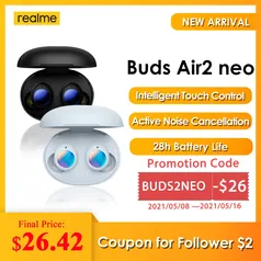 Fone de Ouvido Realme Buds Air 2 Neo | R$162