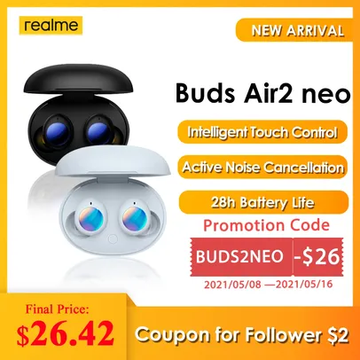 Fone de Ouvido Realme Buds Air 2 Neo | R$162