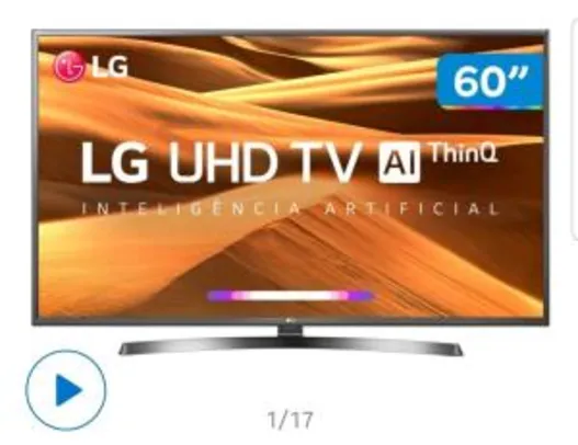 Smart TV 4K LED 60” LG 60UM7270PSA Wi-Fi HDR - Inteligência Artificial Conversor Digital 3 HDMI - R$3039,91