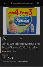 Lenço Umedecido MamyPoko Toque Suave - 200 Unidades | R$18