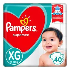 3 pacotes de Fraldas Pampers Supersec Xg 40 Unidades (Total 120 tiras) | R$43