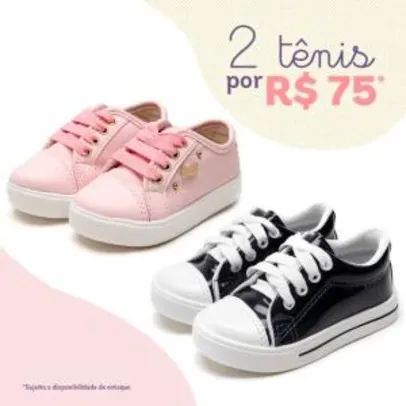 2 pares de sapatos infantis por R$75 | Tricae