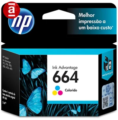 Cartucho HP 664 Colorido Original (F6V28AB) | R$36