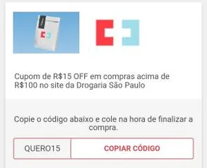 R$15 OFF em compras acima de R$100