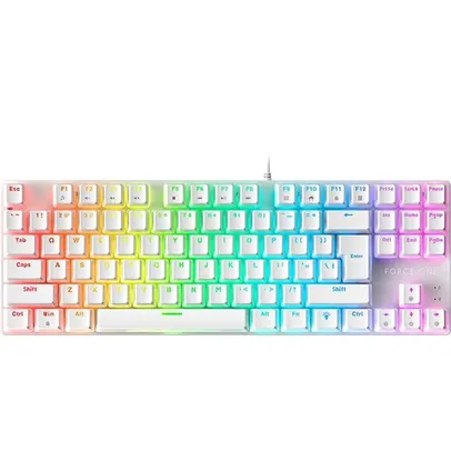 Teclado Mecânico Gamer Force One Keyboard Avro Pro, RGB, Switch Outemu Red, USB, Branco