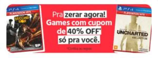 Seleção de games com 40% off no Submarino - PS4