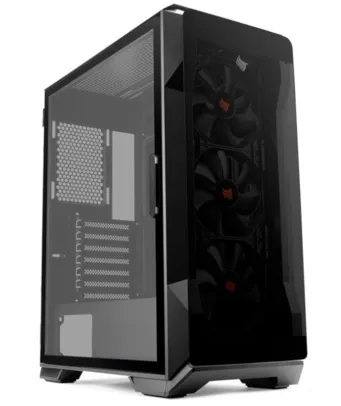 Gabinete Gamer Pichau Pouter 3 Lateral De Vidro Preto, PG-P03-BK