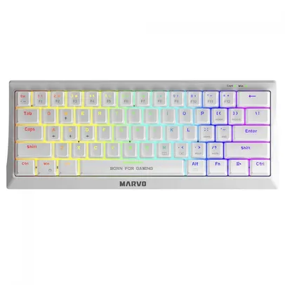 Teclado Mecânico Gamer Marvo KG962WH, Rainbow, Switch Blue, ANSI, White 