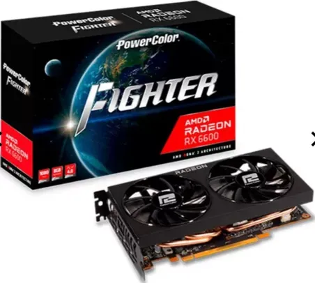 Placa de Video PowerColor Radeon RX 6600 Fighter, 8GB, GDDR6, 128-bit, AXRX-6600-8GBD6-3DH