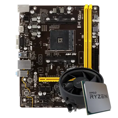 Kit Upgrade Placa Mãe Biostar A320MH DDR4 AMD AM4 + Processador AMD Ryzen 5 2400G 3.6GHz R$1329