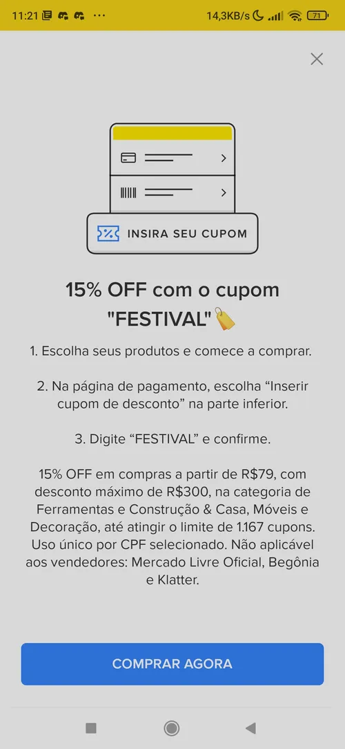 Imagem na descrição da promoção