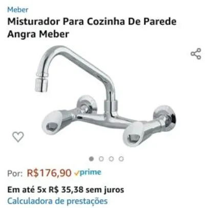 [PRIME] Torneira Misturador Para Cozinha De Parede Angra Meber | R$ 171