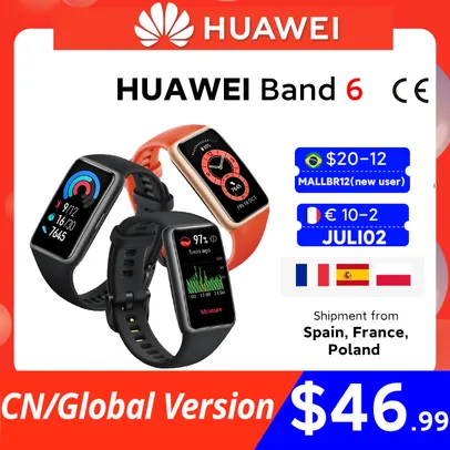 (NOVOS USUÁRIOS) Huawei Band 6 - Versão Global | R$192