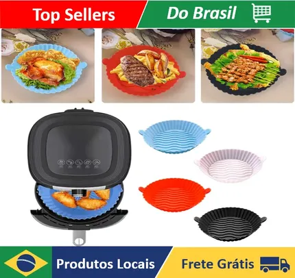 (moedas/BR) Bandeja Forro Forma Cesto de Silicone Para Airfryer fritadeira