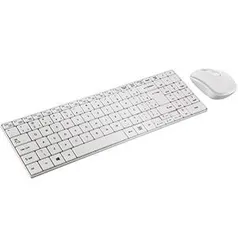 Teclado E Mouse Sem Fio 2.4 Ghz Multimídia Branco Usb Slim - TC203 | R$64