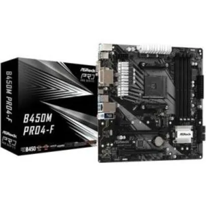 Placa-mãe Asrock B450M Pro4-F, AMD AM4, mATX, DDR4 - R$655