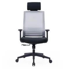 Cadeira Office KABUM! essentials CE350 Cinza Clara com Encosto De Cabeça Fixo, Cilindro De Gás Classe 3, Base Em Nylon - KECE350CZC