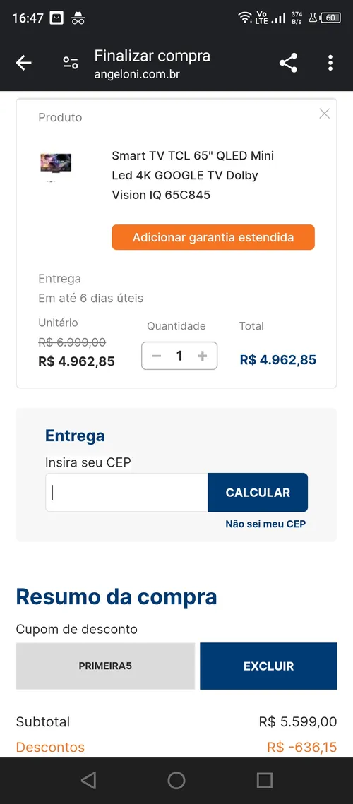 Imagem na descrição da promoção