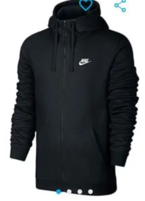 Moletom Nike Nsw Hoodie Fz Flc Club Masculino - Preto e Branco R$170