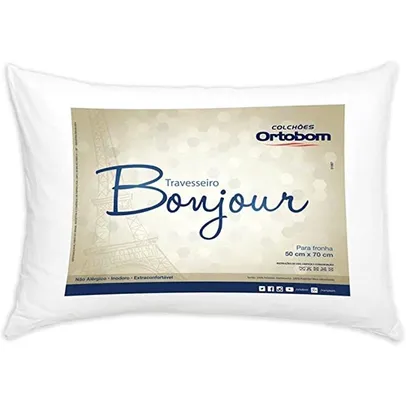 Travesseiro Ortobom Bonjour Fibra Siliconizada 70cm x 50cm