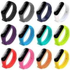 Kit com 12 Pulseiras Coloridas Diferentes para Mi Band 3 ou 4 | R$ 58