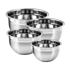 Kit 4 Tigela Bowl Aço Inox Profissional Fundo Multiuso