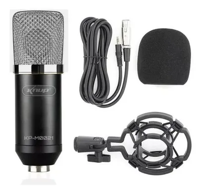 Microfone Knup Kp-M0021 Profissional Estúdio Anti Vibração Cor Preto -