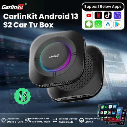 Carlinkit s2 android 13 caixa de tv sm6115 8 núcleo carplay