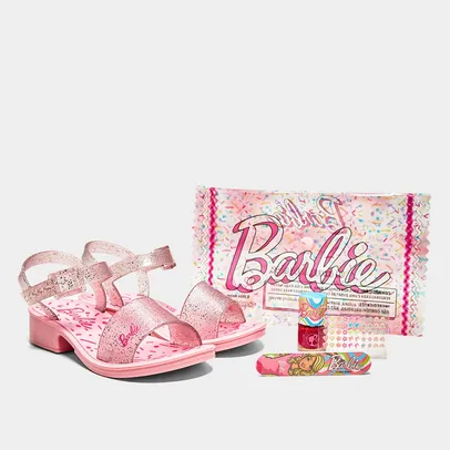 Sandália Infantil Grendene Kids Barbie Shine Beauty Feminina + Kit de Unhas