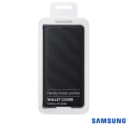 Capa Protetora Flip Wallet para Galaxy A9 2018 em Polímero e Policarbonato Preta - Samsung | R$1,99