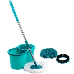 [R$: 27 AME] Mop Giratório 3 em 1 - Refil Microfibra + Refil Tira Pó + Refil Limpeza Pesada - Casual Home