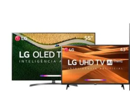 Saindo por R$ 4800: (Com Ame) Smart TV Oled 55" LG OLED55B9 HDR Ativo com Dolby Vision e Dolby Atmos + Smart TV Led 43'' LG 43UM7300 Ultra HD 4K Thinq AI | Pelando